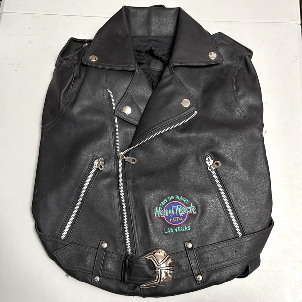 Hard Rock Cafe Black Backpack with Silver Accents